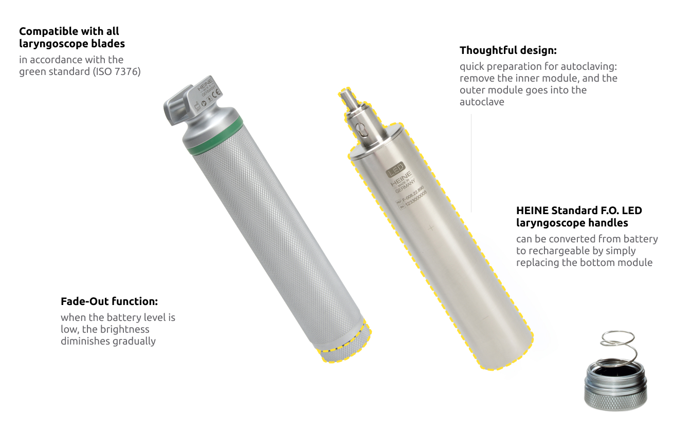 HEINE F.O. SLIM LED battery laryngoscope handle