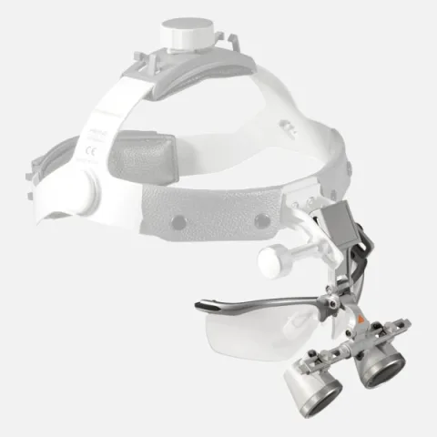 HEINE HR 2.5x binocular loupe with i-View mount for Professional L helmet and S-GUARD protection