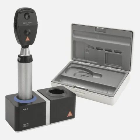 HEINE BETA 200 Direct Ophthalmoscope LED 3.5 V with BETA 4 NT Rechargeable Handle, NT 4 Desktop Charger and Hard Case
