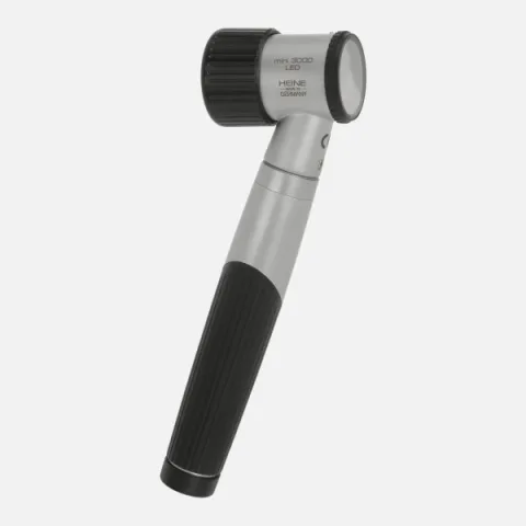 HEINE mini 3000 LED dermatoscope with contact plate with scale, mini 3000 battery handle with batteries.