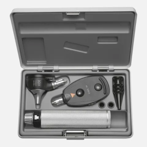 HEINE K 180 F.O. otoscope 3.5 V, K 180 direct ophthalmoscope 3.5 V, rechargeable handle BETA4 USB, specula, case