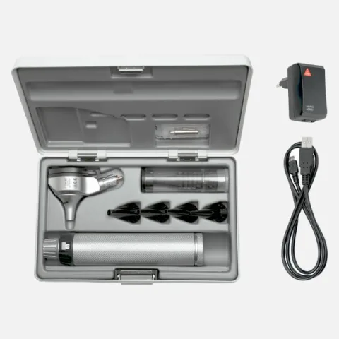 HEINE BETA 200 F.O. otoscope 3.5 V, rechargeable handle BETA4 USB, specula, case