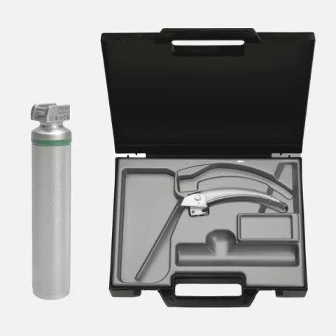 HEINE Laryngoscope Set: FlexTip+ 3 Blade, Standard F.O. LED Battery Handle, Case