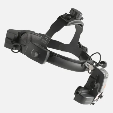 HEINE Omega 500-LED Indirect Ophthalmoscope with Headband, EN 50 UNPLUGGED Wall-Mounted Charger, mPack UNPLUGGED Charging Block (LiPOL). Kit 7.