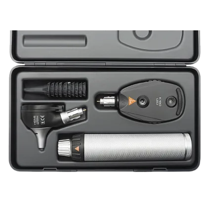 HEINE K 180 F.O. LED Otoscope 3.5 V with K 180 Direct LED Ophthalmoscope 3.5 V, BETA 4 USB Rechargeable Handle and Hard Case