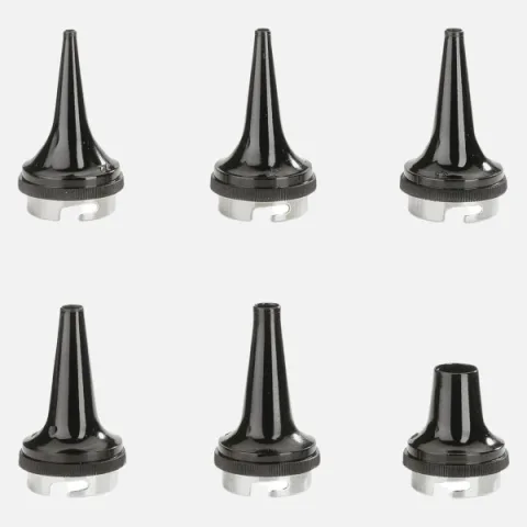 Set of HEINE reusable ear specula Ø 2.2, 2.8, 3.5, 4.5, 5.5 mm and nasal speculum Ø 10 mm for otoscopes
