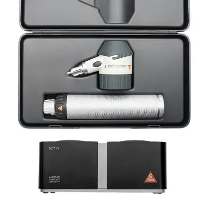 HEINE DELTA 20 T dermatoscope, rechargeable handle BETA4 NT, NT4 desktop charger, case