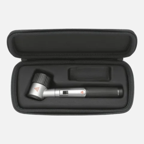 HEINE mini 3000 LED dermatoscope with contact plate without scale, mini 3000 battery handle, case.