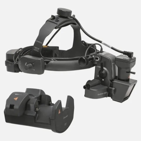 HEINE Omega 500-XHL Indirect Ophthalmoscope with DV1 Digital Video Camera with Headband, EN 50 UNPLUGGED Wall-Mounted Charger and two mPack UNPLUGGED Charging Blocks