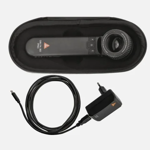 DELTA 30 PRO LED dermatoscope with contact plate with scale, E4-USBC power supply with cable, case