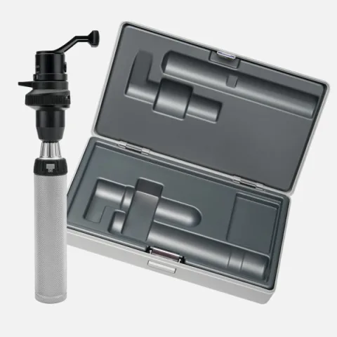 Retinometer HEINE LAMBDA 100 2.5V with decimal scale from 0.06 to 0.8, BETA battery handle, case