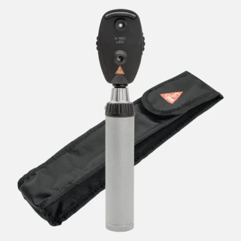 HEINE K 180 Direct Ophthalmoscope LED 2.5 V with Aperture Wheel 1, BETA Battery Handle and Soft Case
