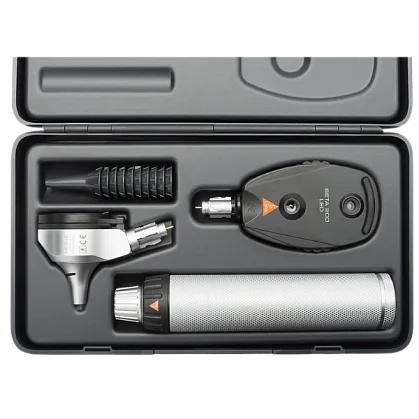 HEINE BETA 200 F.O. LED Otoscope 2.5 V with BETA 200 Direct LED Ophthalmoscope 2.5 V, BETA Battery Handle and Hard Case