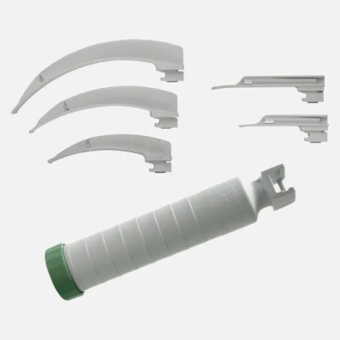 Disposable HEINE XP laryngoscope handle and XP Miller 0, 1, Mac 2, 3, 4 blades