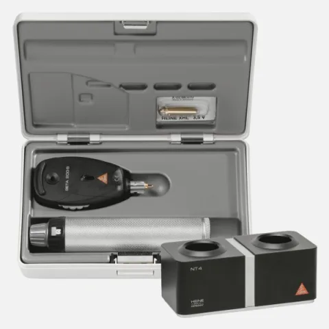 HEINE BETA 200S direct ophthalmoscope 3.5 V, rechargeable handle BETA4 NT, NT4 desktop charger, case