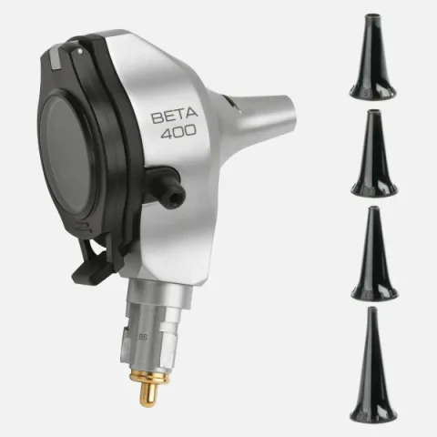 HEINE BETA 400 F.O. XHL 3.5 V otoscope head, reusable ear specula