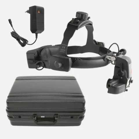 HEINE Omega 500-LED Indirect Ophthalmoscope with Headband, mPack UNPLUGGED Charging Block (LiPOL) and Power Adapter, Teaching Mirror and Hard Case