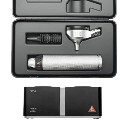 HEINE BETA 200 F.O. LED Otoscope 3.5 V with BETA 4 NT Rechargeable Handle, NT 4 Desktop Charger and Hard Case