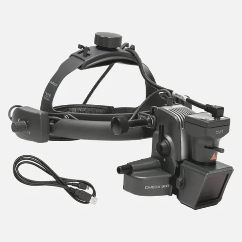 HEINE Omega 500-LED Indirect Ophthalmoscope with DV1 Digital Video Camera with Headband, including HC50 Rheostat and USB 2.0 Cable