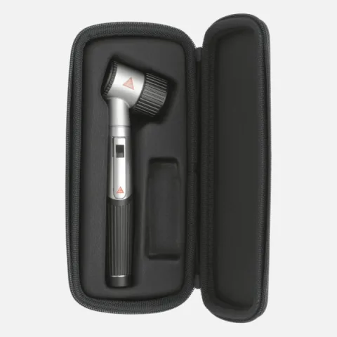 HEINE mini 3000 LED dermatoscope with contact plate with scale, mini 3000 battery handle, case.