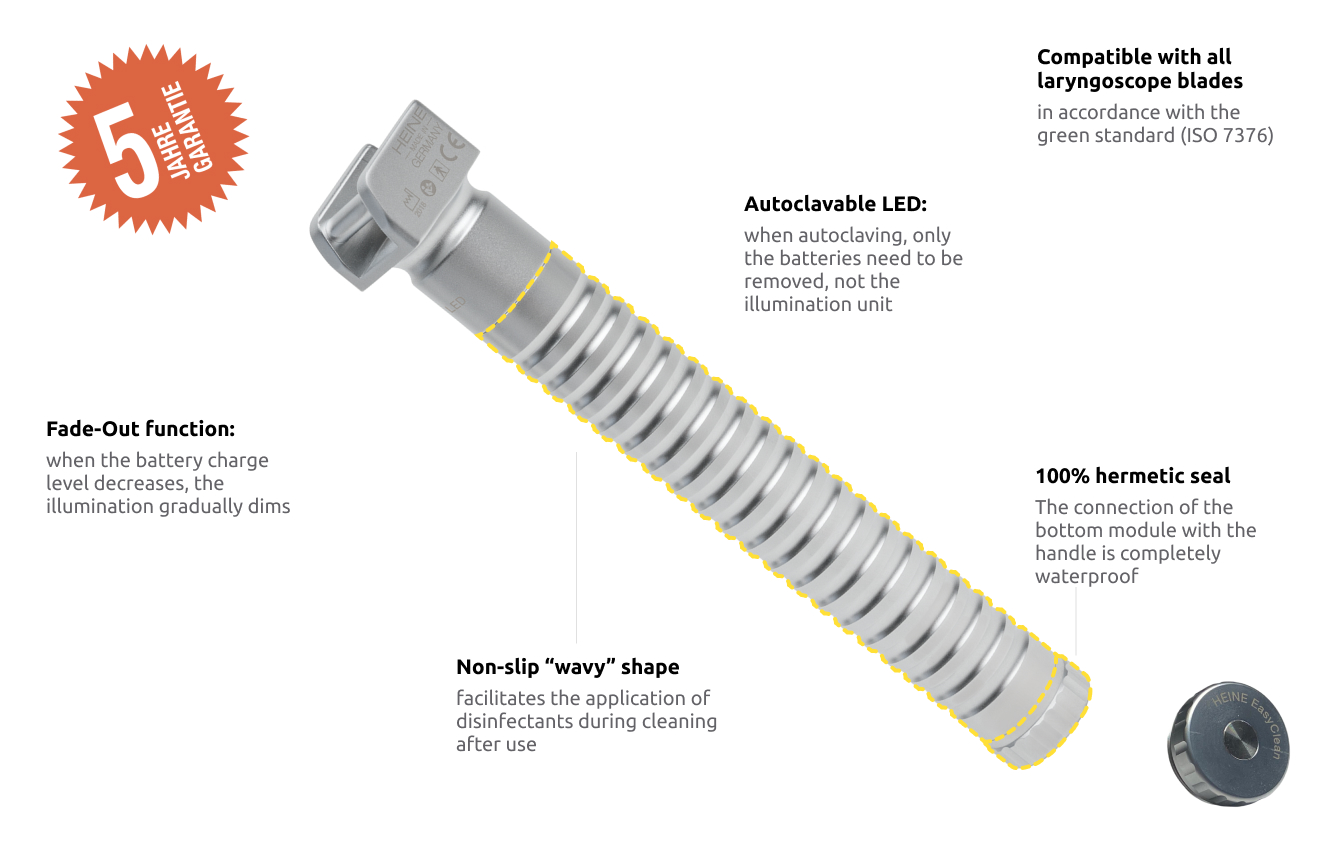 HEINE EasyClean LED SLIM battery laryngoscope handle