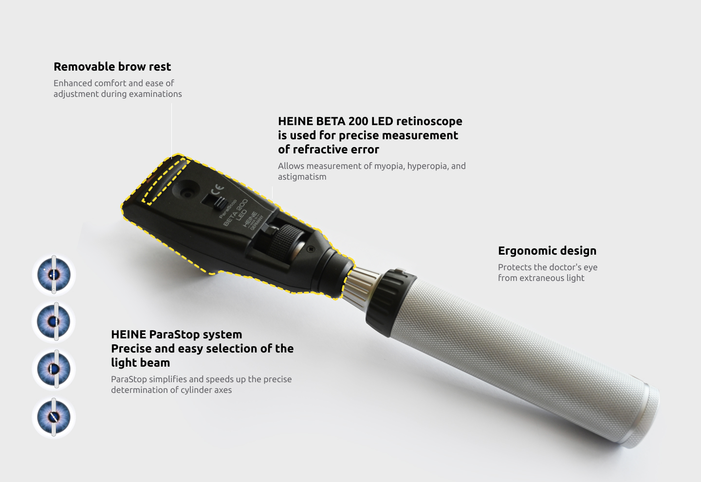 Retinoscope HEINE BETA 200 XHL 2.5V, battery handle BETA