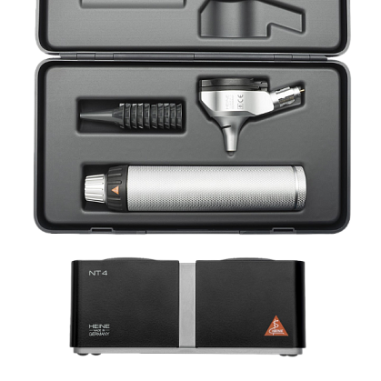 HEINE BETA 200 F.O. LED Otoscope 3.5 V with BETA 4 NT Rechargeable Handle, NT 4 Desktop Charger and Hard Case