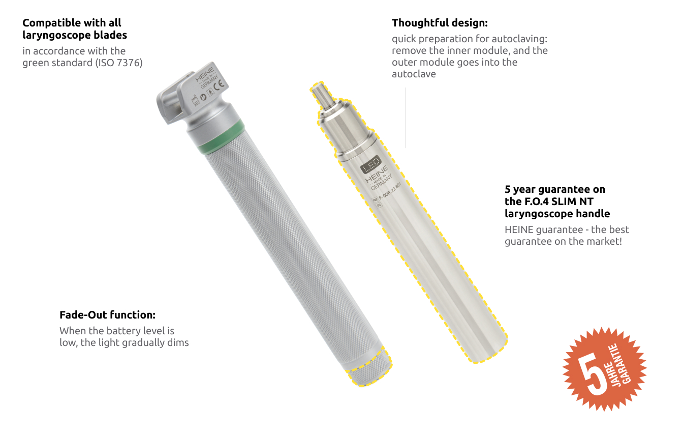 HEINE F.O.4 SLIM LED NT rechargeable laryngoscope handle