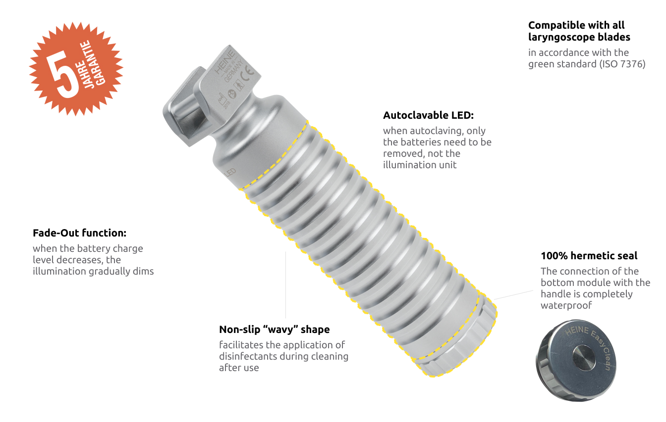 HEINE EasyClean LED SHORT battery laryngoscope handle