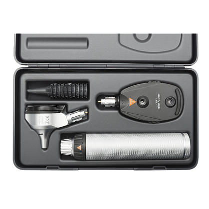HEINE BETA 400 F.O. LED Otoscope 3.5 V with BETA 200 Direct LED Ophthalmoscope 3.5 V, BETA 4 USB Rechargeable Handle and Hard Case