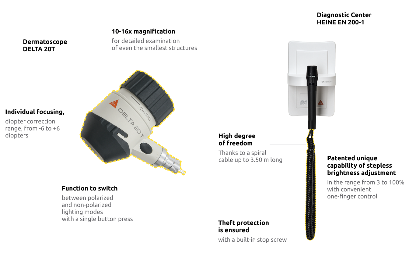 HEINE DELTA 20 T dermatoscope, wall transformer EN 200-1