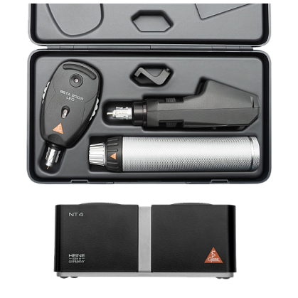 HEINE BETA 200S Direct Ophthalmoscope LED 3.5 V with BETA 200 Retinoscope LED 3.5 V, BETA 4 NT Rechargeable Handle, NT 4 Desktop Charger and Hard Case