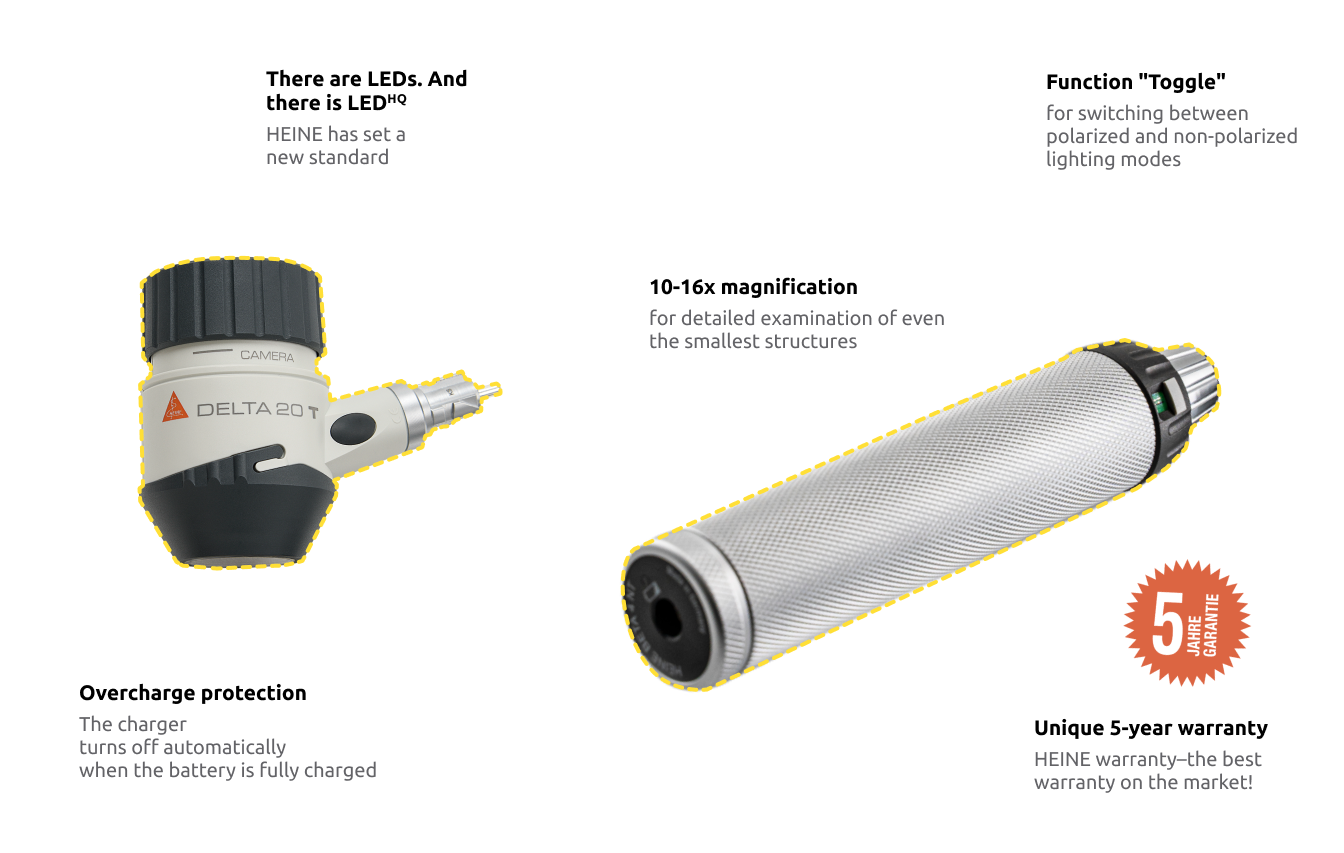 HEINE DELTA 20 T dermatoscope, rechargeable handle BETA4 NT