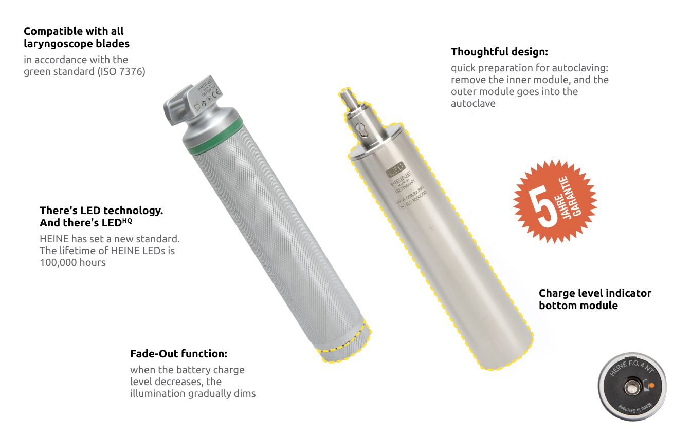 HEINE Standard F.O.4 NT LED rechargeable laryngoscope handle