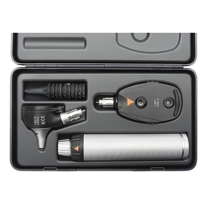 HEINE K 180 F.O. LED Otoscope 2.5 V with K 180 Direct LED Ophthalmoscope 2.5 V, BETA Battery Handle and Hard Case