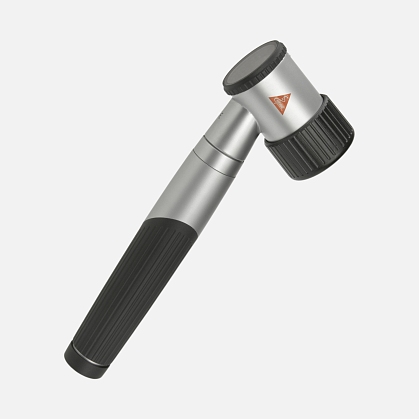 HEINE mini 3000 XHL 2.5V dermatoscope with contact plate without scale, mini 3000 battery handle with batteries.