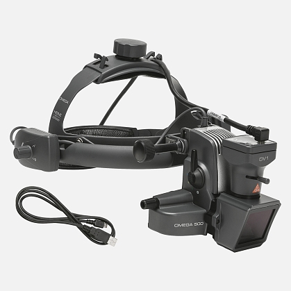 HEINE Omega 500-LED Indirect Ophthalmoscope with DV1 Digital Video Camera with Headband, including HC50 Rheostat, USB 2.0 Cable, mPack Battery and Power Adapter