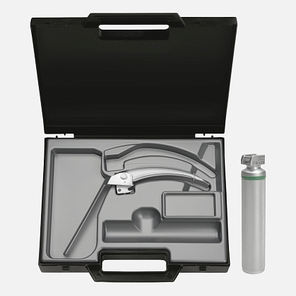HEINE Laryngoscope Set: FlexTip+ 4 Blade, Standard F.O. LED Battery Handle, Case