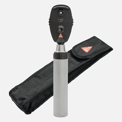 HEINE K 180 Direct Ophthalmoscope LED 2.5 V with Aperture Wheel 1, BETA Battery Handle and Soft Case