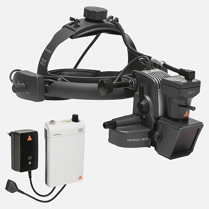 HEINE Omega 500-XHL Indirect Ophthalmoscope with DV1 Digital Video Camera with Headband, including HC50 Rheostat, USB 2.0 Cable, mPack Battery and Power Adapter