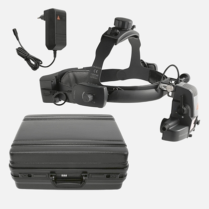 HEINE Omega 500-LED Indirect Ophthalmoscope with Headband, mPack UNPLUGGED Charging Block (LiPOL) and Power Adapter, Teaching Mirror and Hard Case