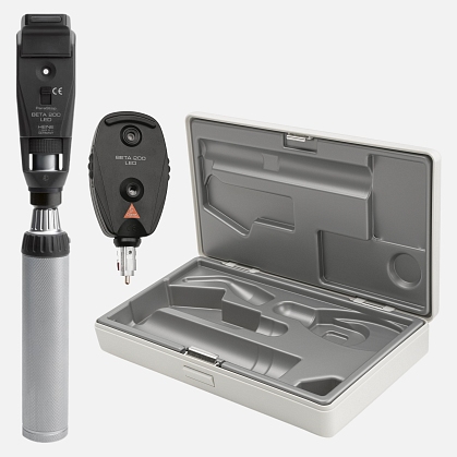 HEINE BETA 200 Ophthalmoscope LED 2.5 V with BETA 200 Retinoscope LED 2.5 V, BETA Battery Handle and Hard Case