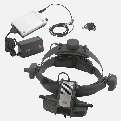 HEINE Omega 500-XHL Indirect Ophthalmoscope with Headband, including HC50 Rheostat, mPack Battery, Power Adapter. Kit 3.