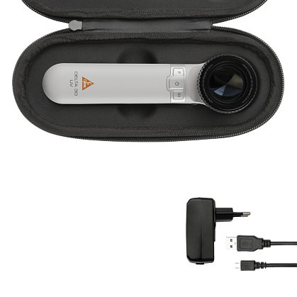 HEINE DELTA 30 UV dermatoscope with contact plate with scale, E4-USBC power supply with cable, case