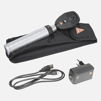 HEINE K 180 Direct Ophthalmoscope LED 3.5 V with Aperture Wheel 2, BETA 4 USB Rechargeable Handle and Soft Case