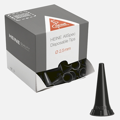 HEINE AllSpec disposable ear specula Ø 2.5 mm for otoscopes. Package of 250 pcs.
