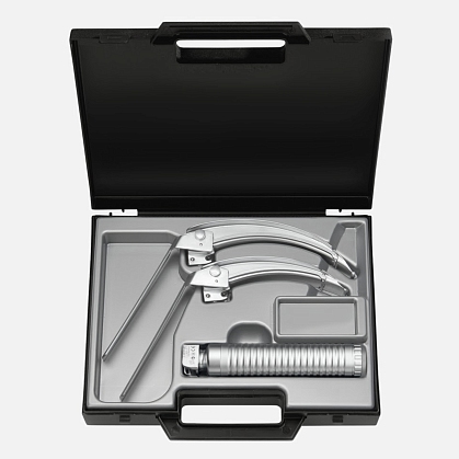 HEINE Laryngoscope Set: FlexTip+ 3 & FlexTip+ 4 Blades, EasyClean LED Battery Handle, Case
