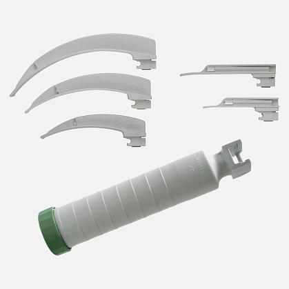 Disposable HEINE XP laryngoscope handle and XP Miller 0, 1, Mac 2, 3, 4 blades