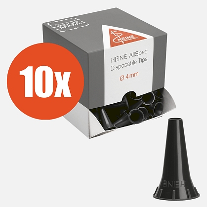 HEINE AllSpec disposable ear specula Ø 4 mm for otoscopes. 10 packs of 250 pcs.