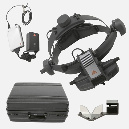 HEINE Omega 500-LED Indirect Ophthalmoscope with Headband, including HC50 Rheostat, mPack Battery, Power Adapter, 20D A.R. Lens, Teaching Mirror and Hard Case